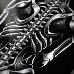 XENIA | Metallic Alien Female Cybernetic Body Wall Art | Luxury Gothic Op Art Print