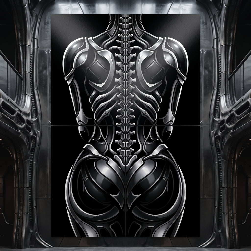 XENIA | Metallic Female Alien Cybernetic Body Op Art | Luxury Gothic Multi-Print Wall Art