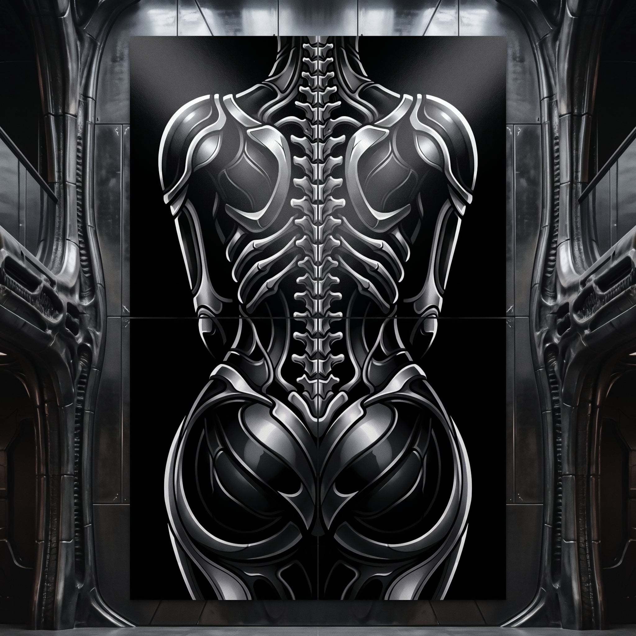 XENIA | Metallic Female Alien Cybernetic Body Op Art | Luxury Gothic Multi-Print Wall Art