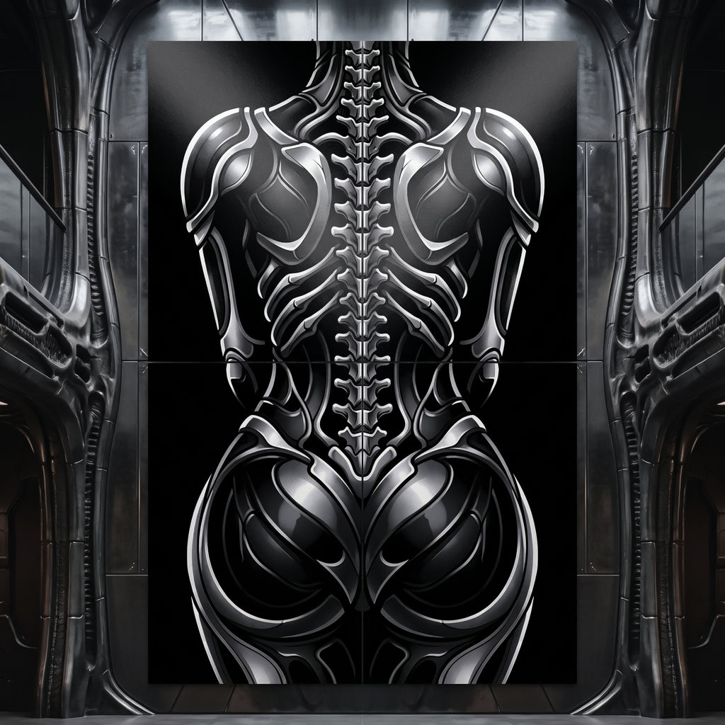 XENIA | Metallic Female Alien Cybernetic Body Op Art | Luxury Gothic Multi-Print Wall Art