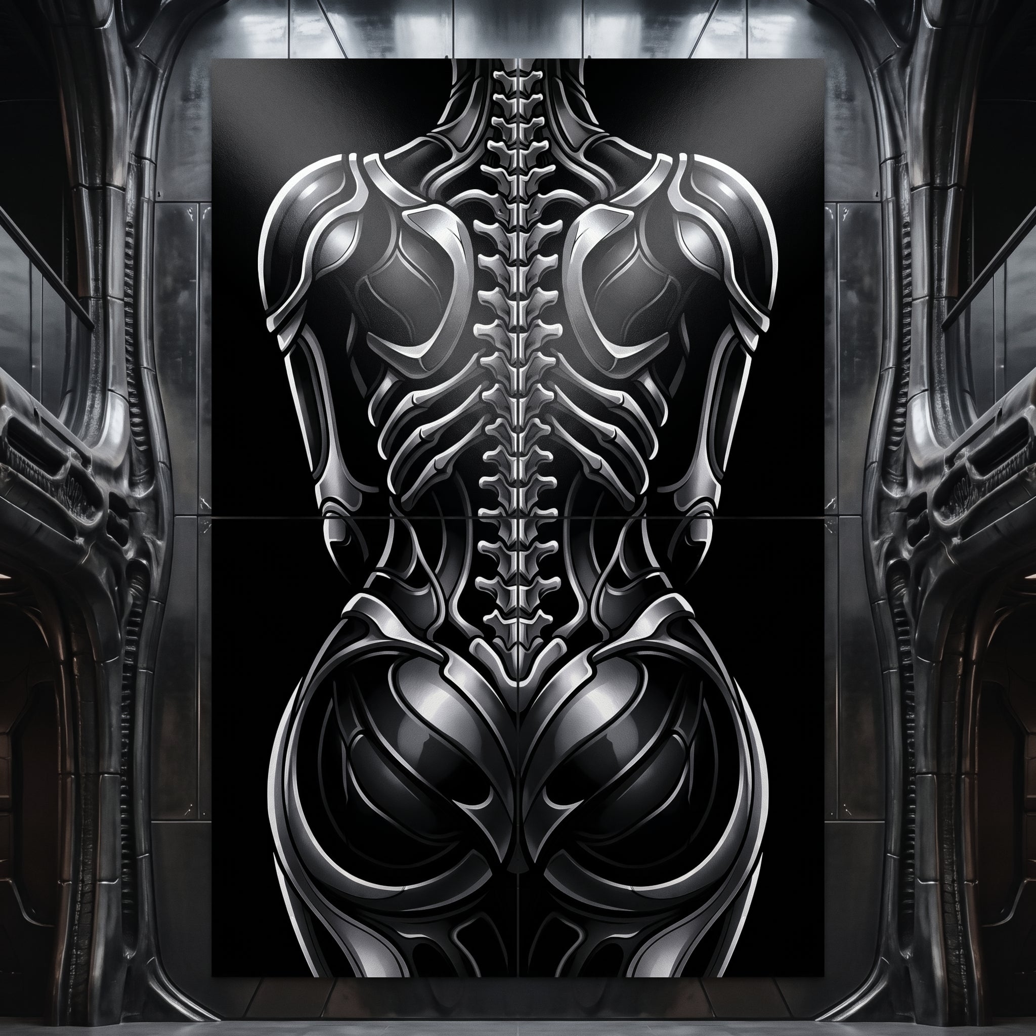 XENIA | Metallic Female Alien Cybernetic Body Op Art | Luxury Gothic Multi-Print Wall Art