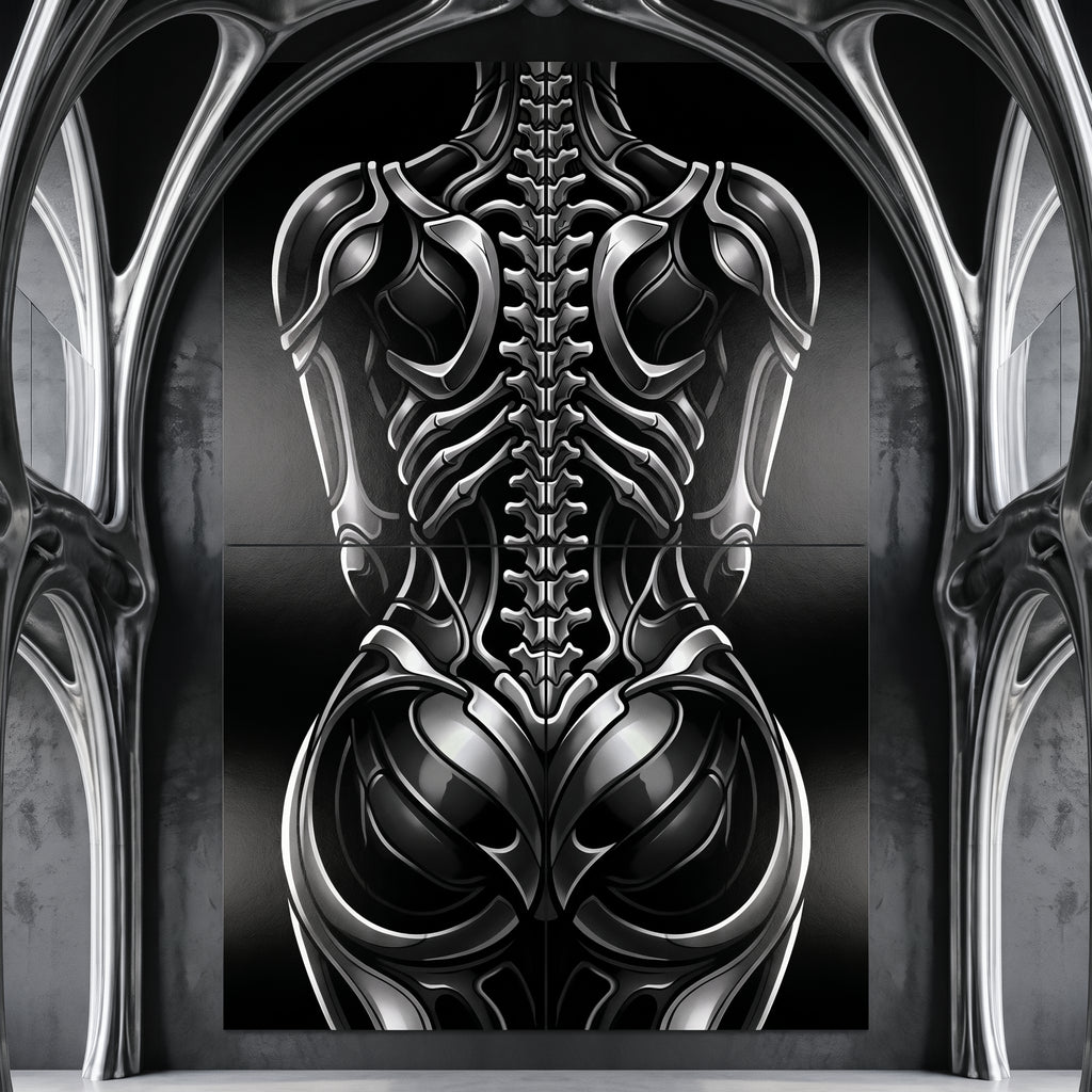 XENIA | Metallic Female Alien Cybernetic Body Op Art | Luxury Gothic Multi-Print Wall Art