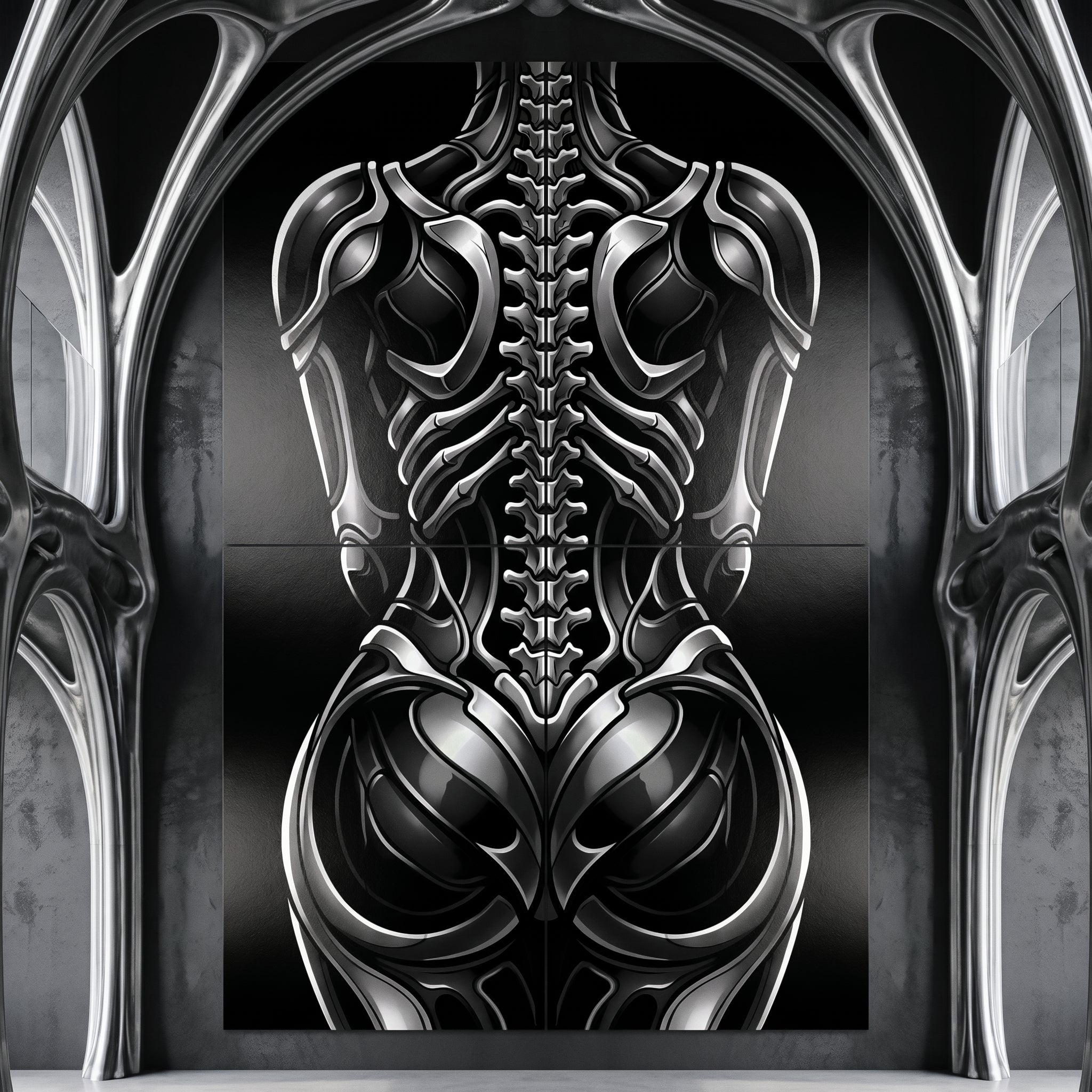 XENIA | Metallic Female Alien Cybernetic Body Op Art | Luxury Gothic Multi-Print Wall Art