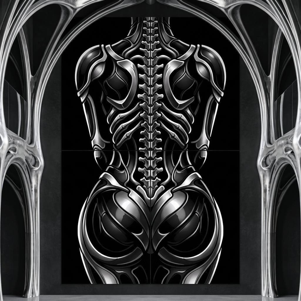 XENIA | Metallic Female Alien Cybernetic Body Op Art | Luxury Gothic Multi-Print Wall Art