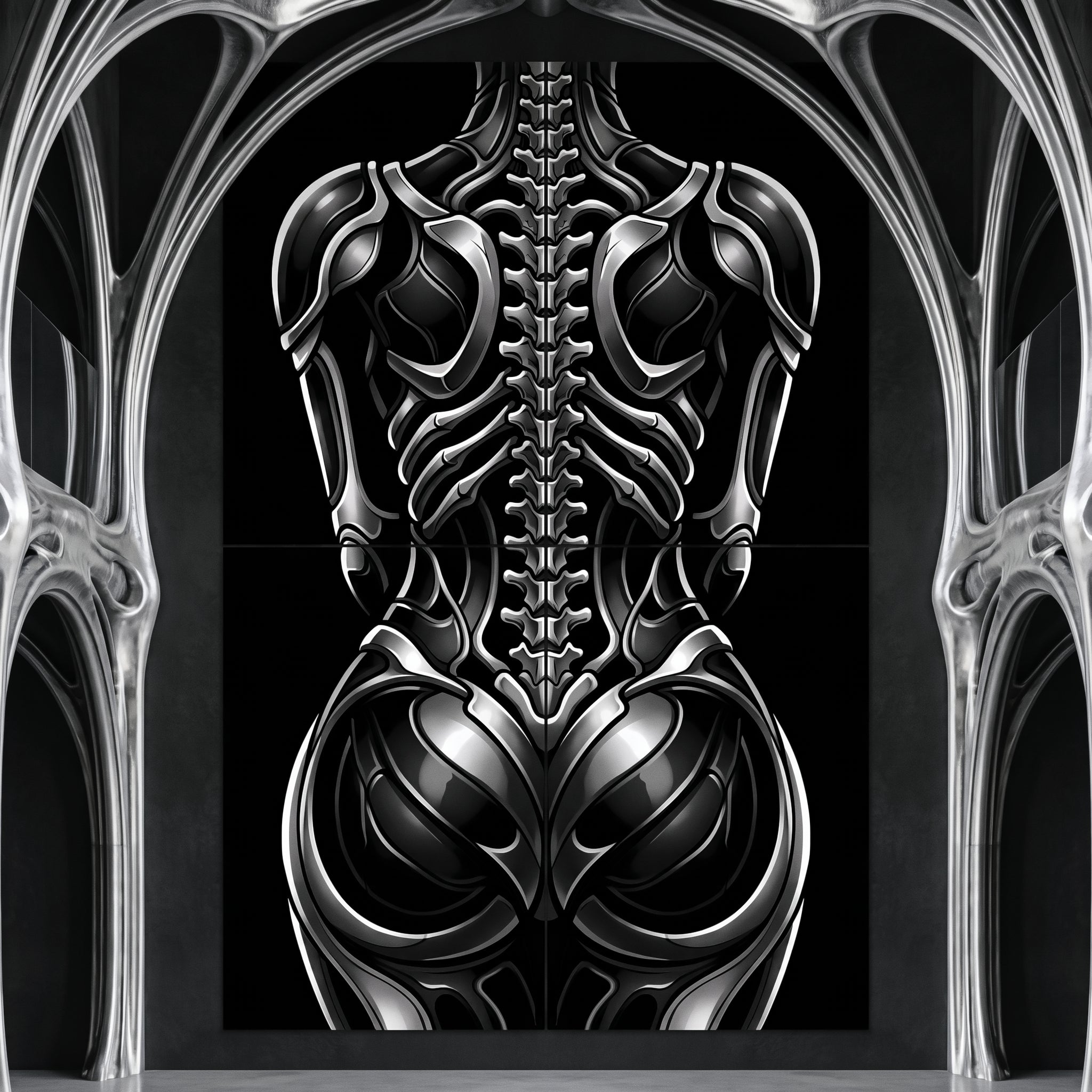 XENIA | Metallic Female Alien Cybernetic Body Op Art | Luxury Gothic Multi-Print Wall Art