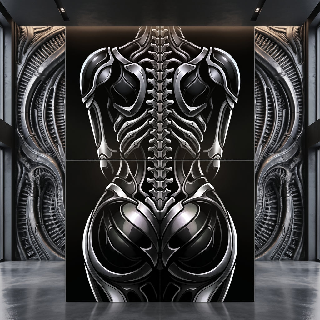 XENIA | Metallic Female Alien Cybernetic Body Op Art | Luxury Gothic Multi-Print Wall Art