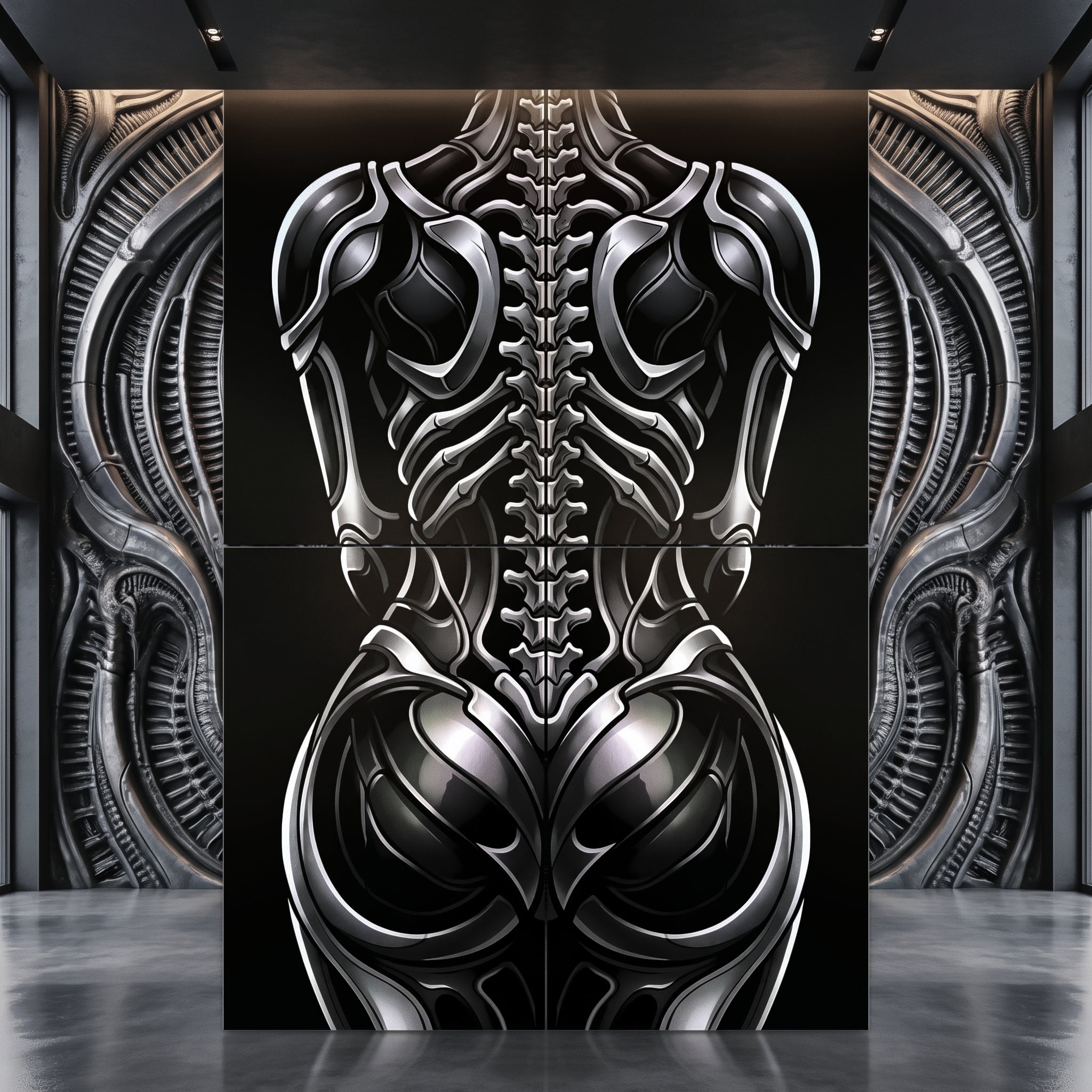 XENIA | Metallic Female Alien Cybernetic Body Op Art | Luxury Gothic Multi-Print Wall Art