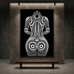 XENO | Minimalist Sci-Fi Female Figure Op Art Print | Luxury Wall Art