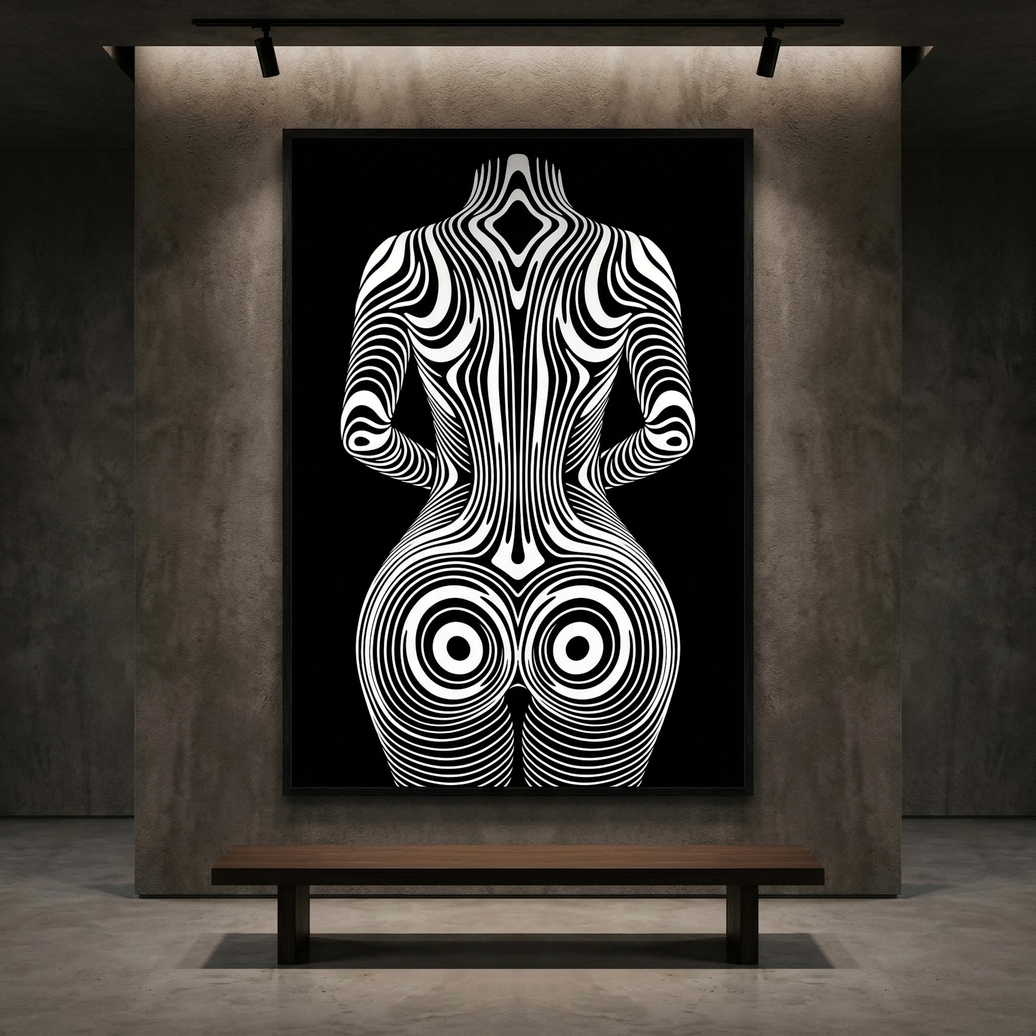XENO | Minimalist Sci-Fi Female Figure Op Art Print | Luxury Wall Art