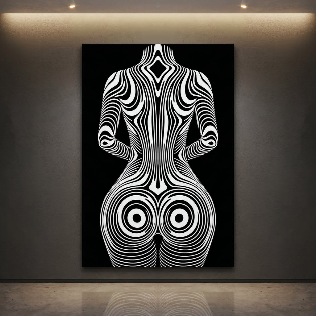 XENO | Minimalist Sci-Fi Female Figure Op Art Print | Luxury Wall Art