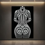 XENO | Minimalist Sci-Fi Female Figure Op Art Print | Luxury Wall Art