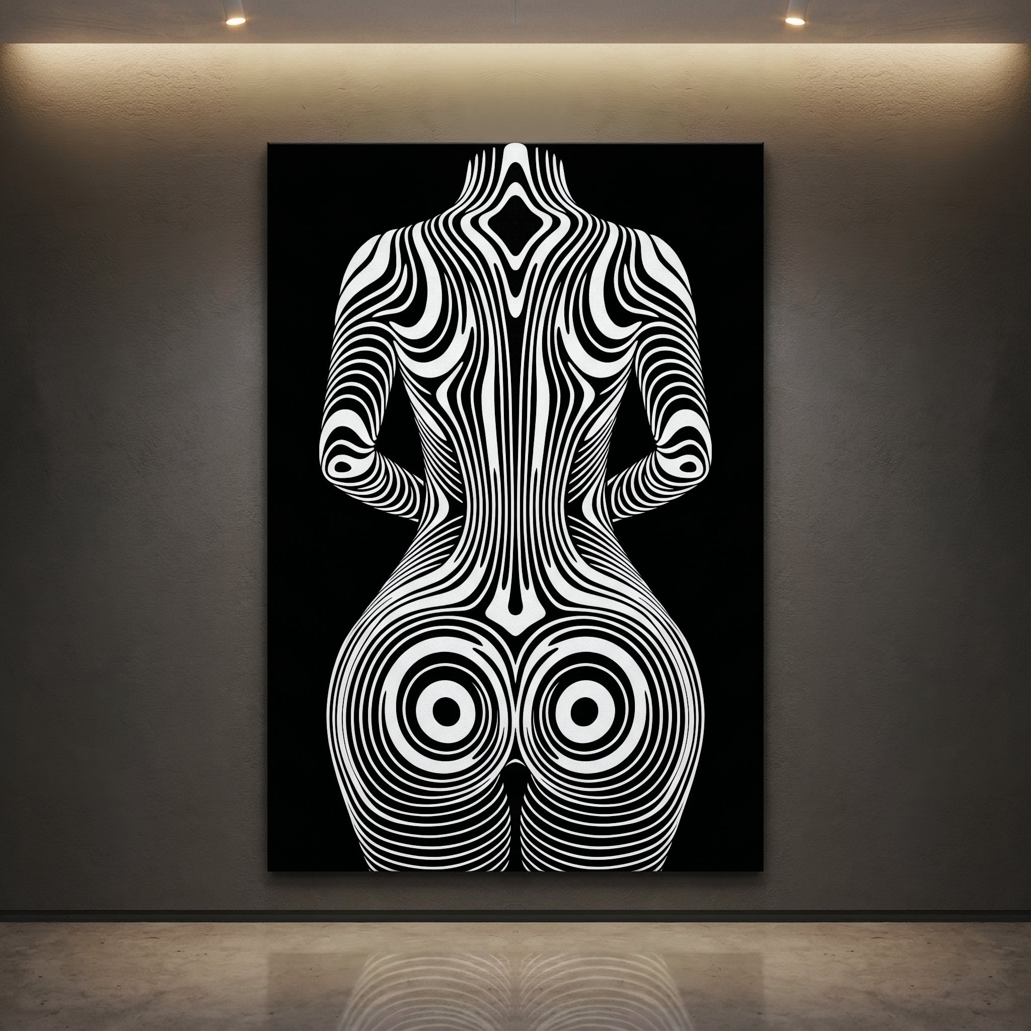 XENO | Minimalist Sci-Fi Female Figure Op Art Print | Luxury Wall Art