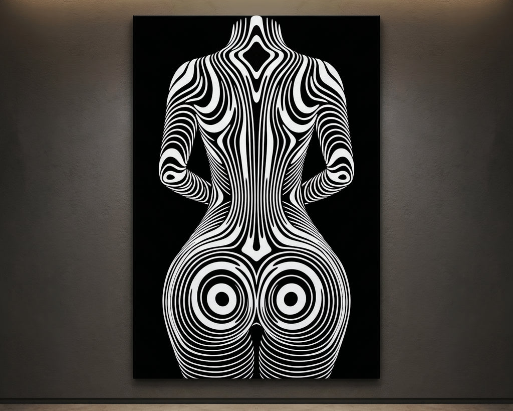 XENO | Minimalist Sci-Fi Female Figure Op Art Print | Luxury Wall Art