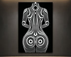 XENO | Minimalist Sci-Fi Female Figure Op Art Print | Luxury Wall Art