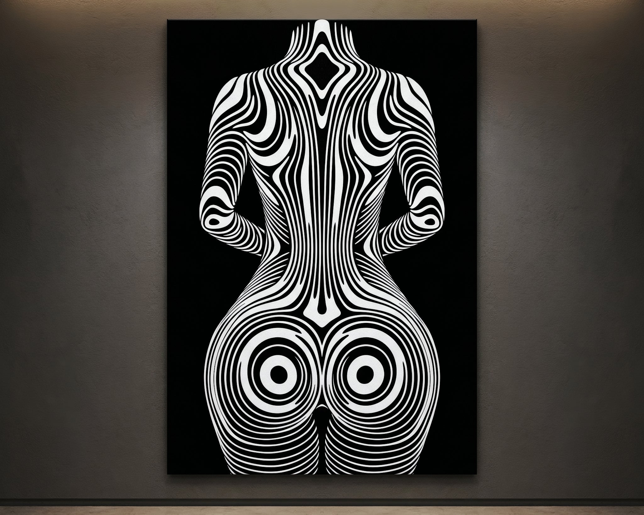 XENO | Minimalist Sci-Fi Female Figure Op Art Print | Luxury Wall Art