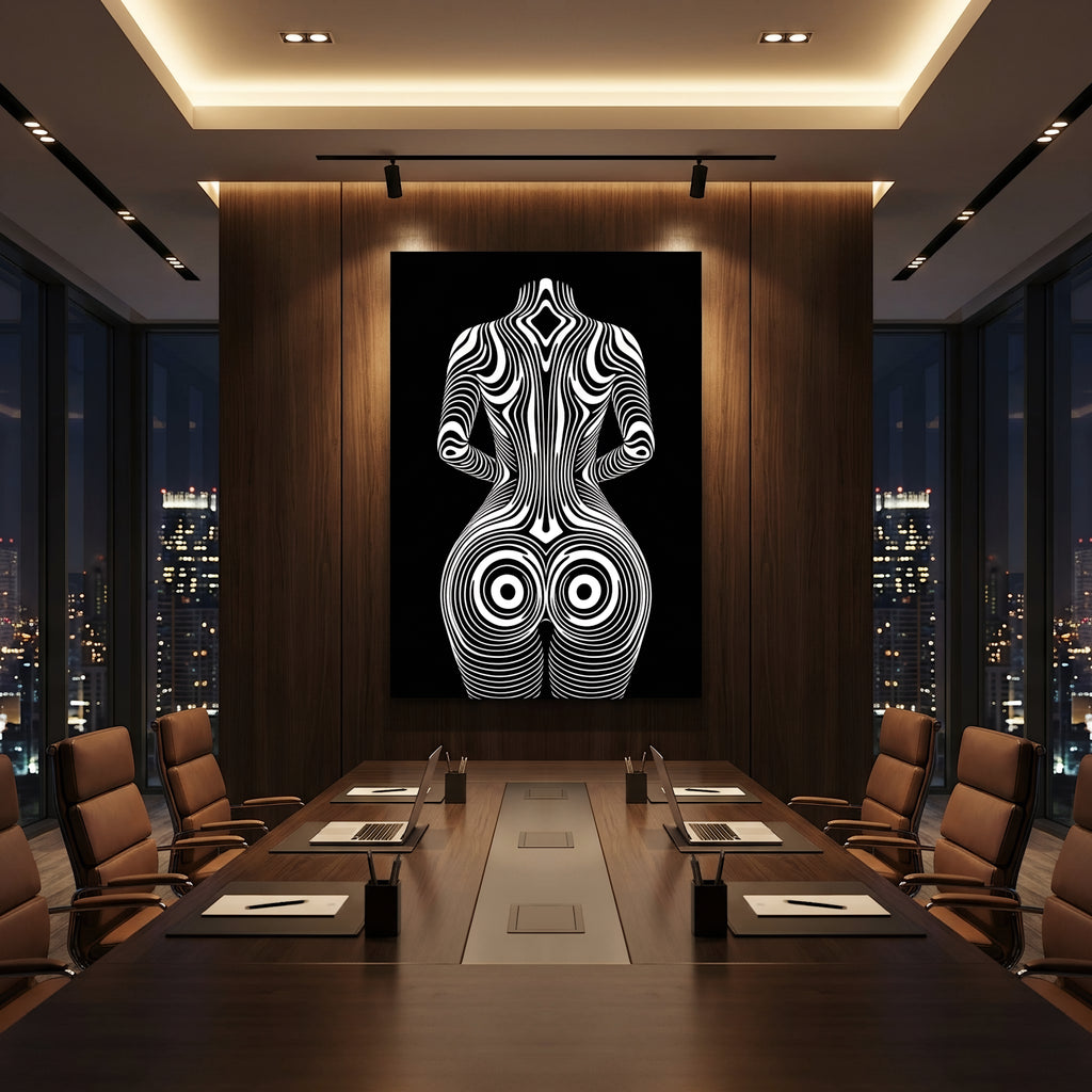 XENO | Minimalist Sci-Fi Female Figure Op Art Print | Luxury Wall Art