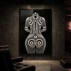 XENO | Minimalist Sci-Fi Female Figure Op Art Print | Luxury Wall Art