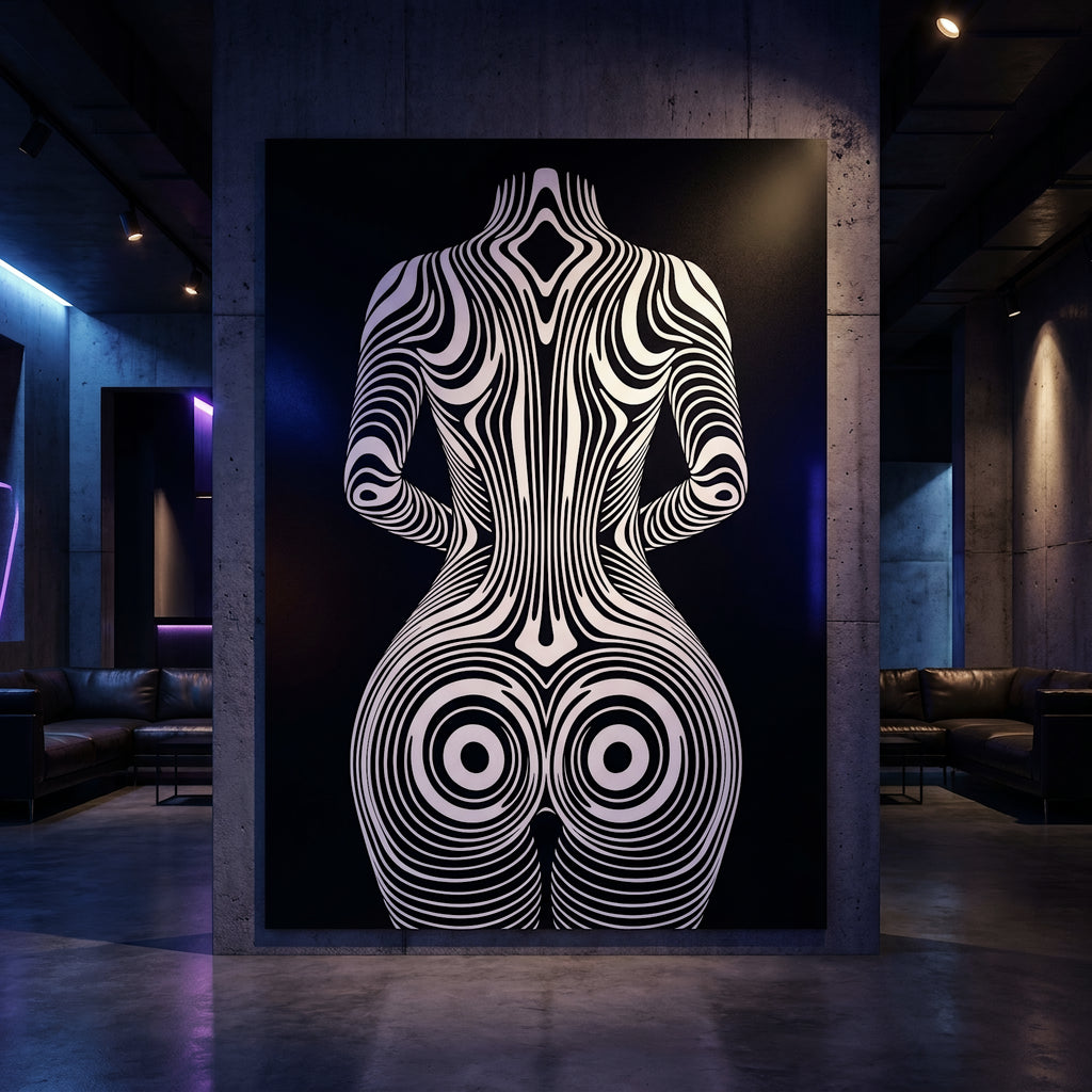 XENO | Minimalist Sci-Fi Female Figure Op Art Print | Luxury Wall Art