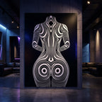 XENO | Minimalist Sci-Fi Female Figure Op Art Print | Luxury Wall Art