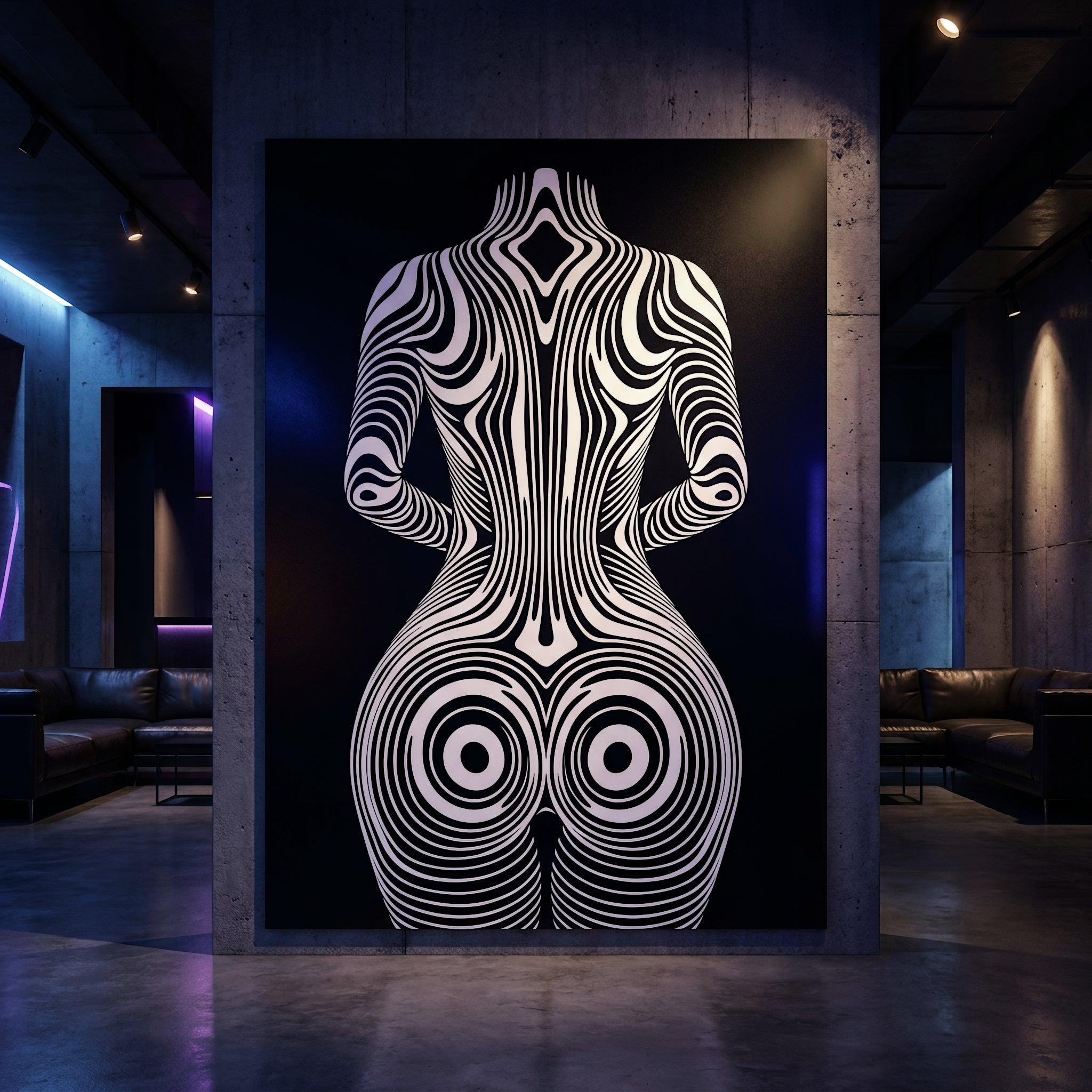 XENO | Minimalist Sci-Fi Female Figure Op Art Print | Luxury Wall Art