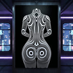 XENO | Minimalist Sci-Fi Female Figure Op Art Print | Luxury Wall Art