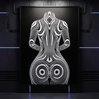 XENO | Minimalist Sci-Fi Female Figure Op Art Print | Luxury Wall Art