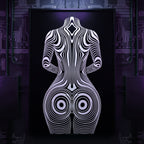 XENO | Minimalist Sci-Fi Female Figure Op Art Print | Luxury Wall Art