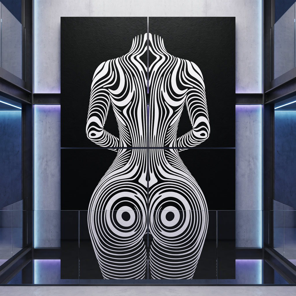 XENO | Minimalist Sci-Fi Female Body Op Art | Multi-Print Luxury Wall Art