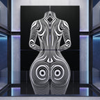 XENO | Minimalist Sci-Fi Female Body Op Art | Multi-Print Luxury Wall Art