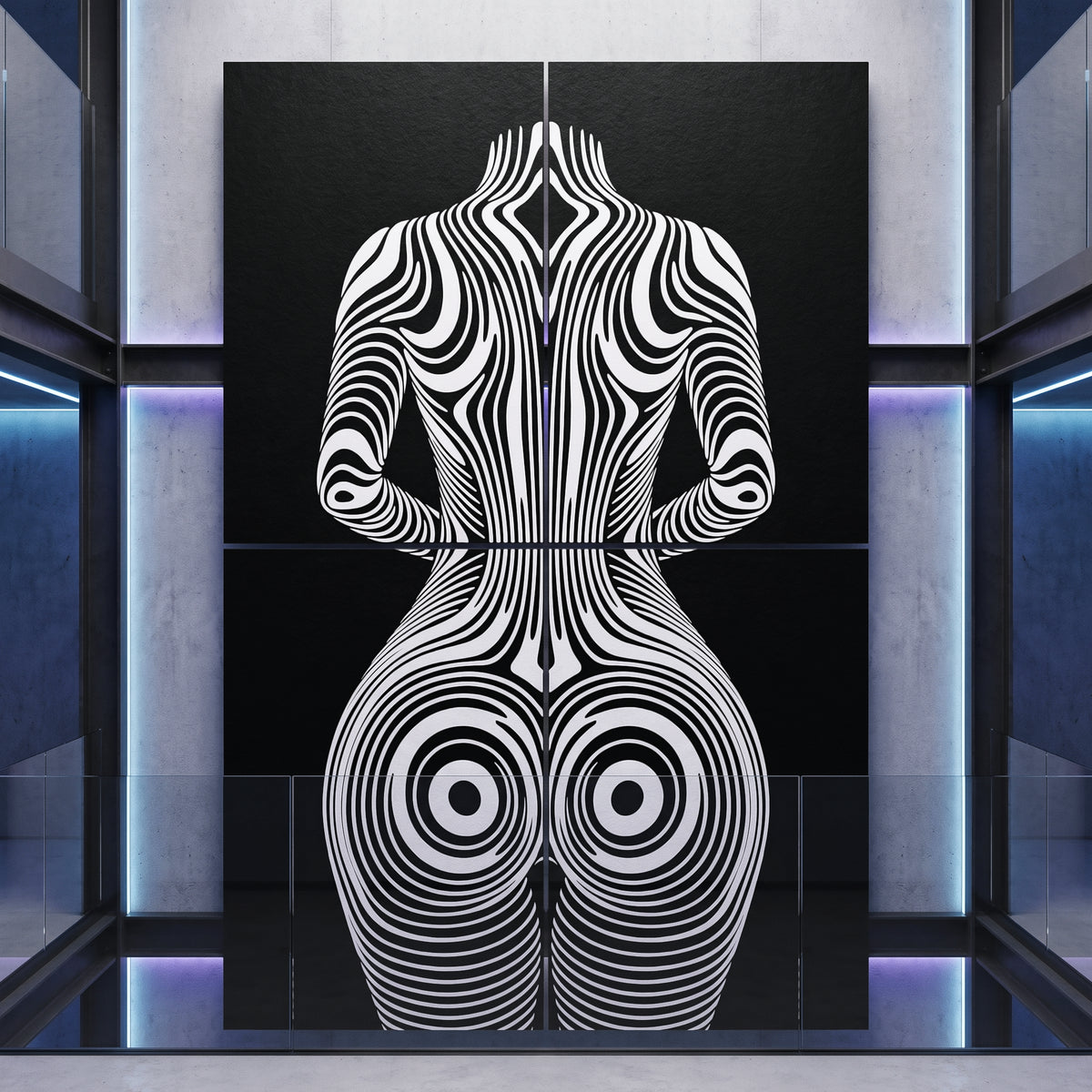 XENO | Minimalist Sci-Fi Female Body Op Art | Multi-Print Luxury Wall Art