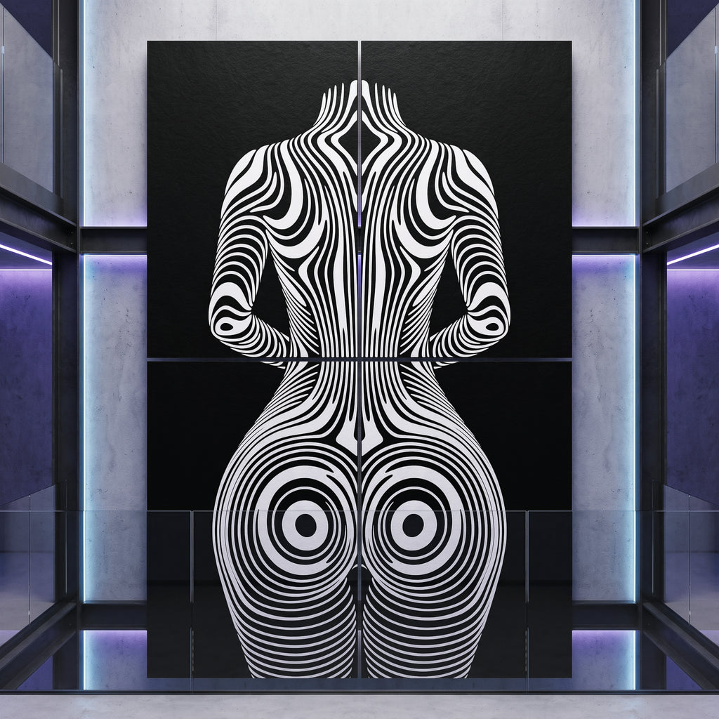 XENO | Minimalist Sci-Fi Female Body Op Art | Multi-Print Luxury Wall Art