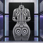 XENO | Minimalist Sci-Fi Female Body Op Art | Multi-Print Luxury Wall Art