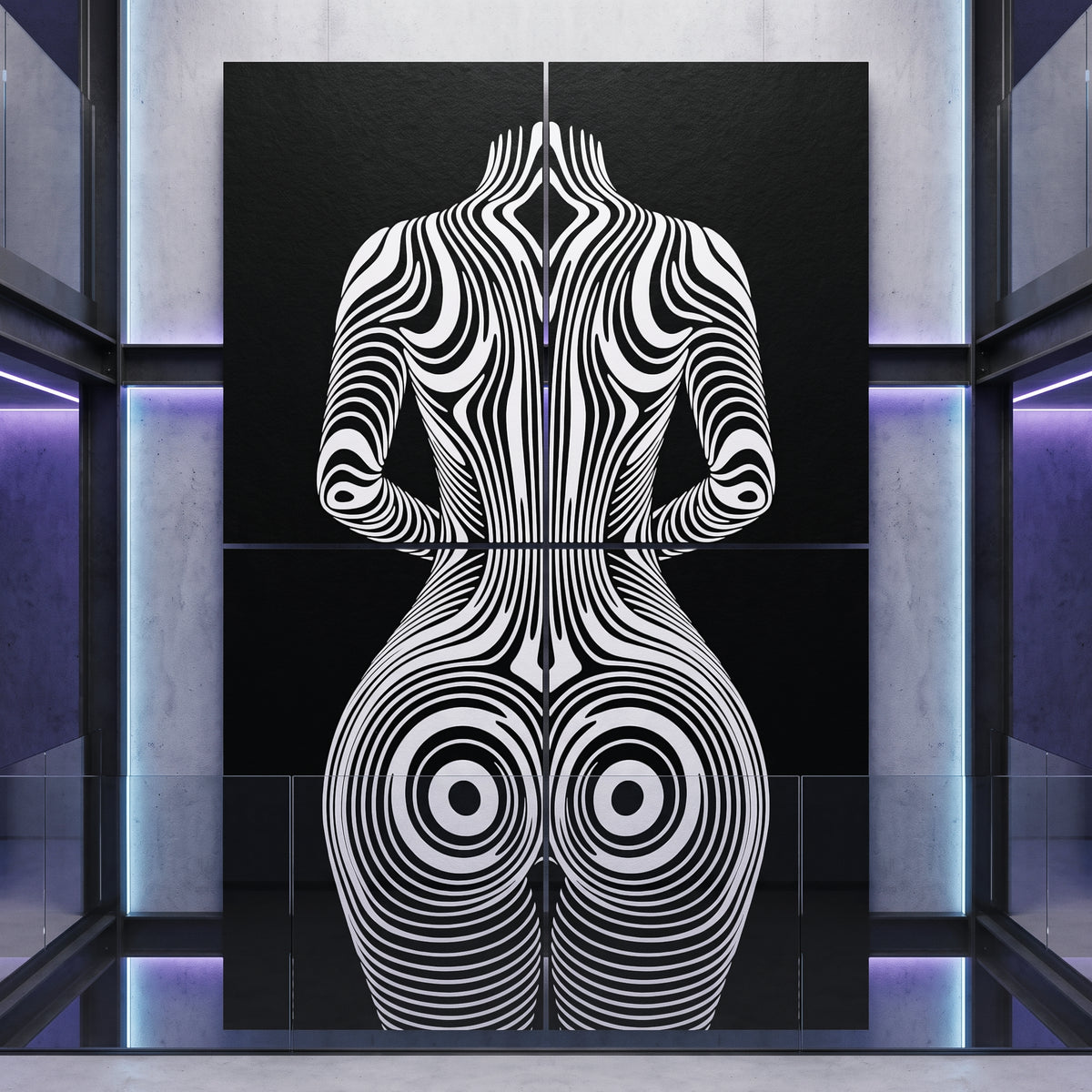 XENO | Minimalist Sci-Fi Female Body Op Art | Multi-Print Luxury Wall Art