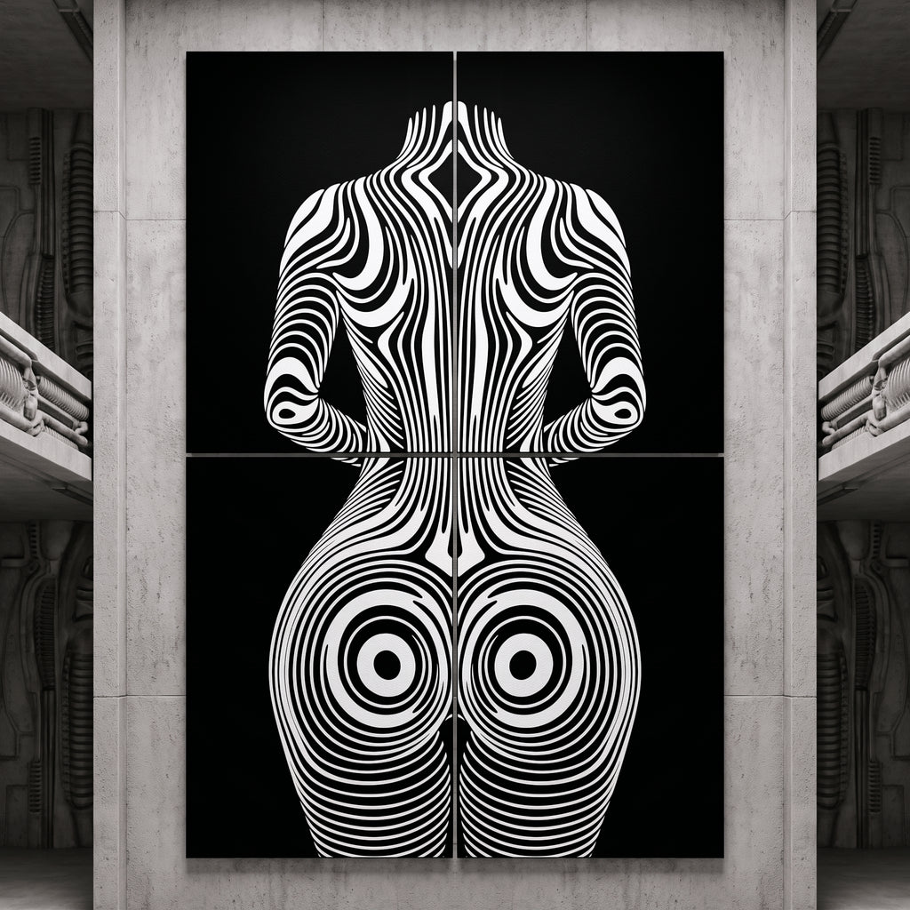 XENO | Minimalist Sci-Fi Female Body Op Art | Multi-Print Luxury Wall Art