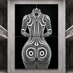 XENO | Minimalist Sci-Fi Female Body Op Art | Multi-Print Luxury Wall Art