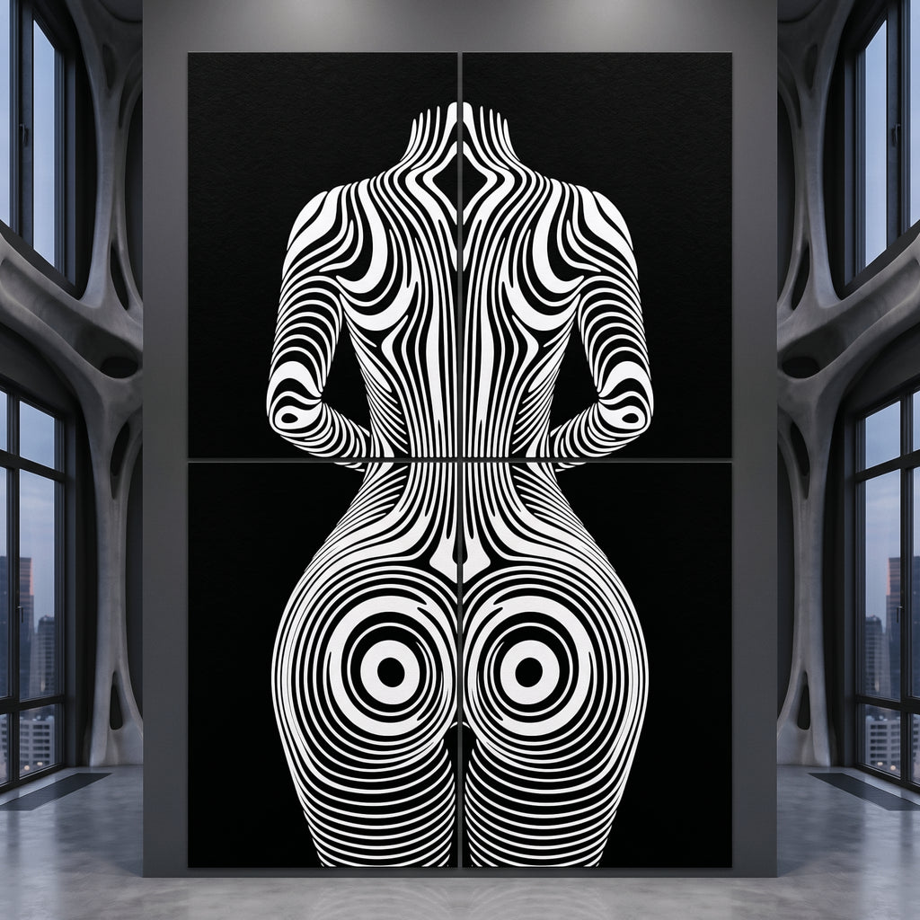 XENO | Minimalist Sci-Fi Female Body Op Art | Multi-Print Luxury Wall Art