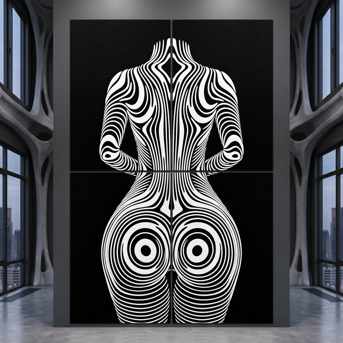 XENO | Minimalist Sci-Fi Female Body Op Art | Multi-Print Luxury Wall Art