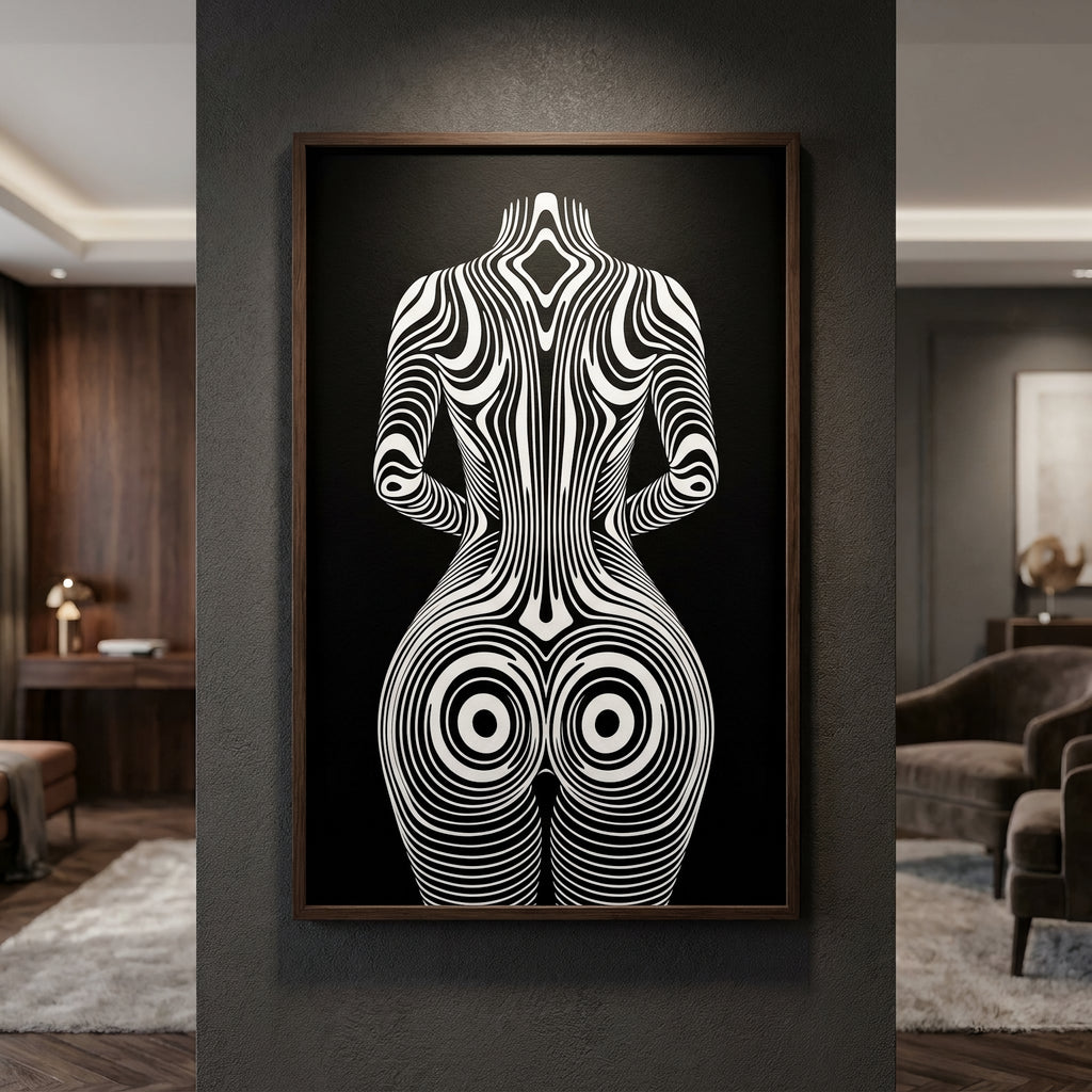 XENO | Minimalist Sci-Fi Female Figure Op Art Print | Luxury Wall Art