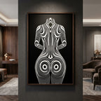 XENO | Minimalist Sci-Fi Female Figure Op Art Print | Luxury Wall Art