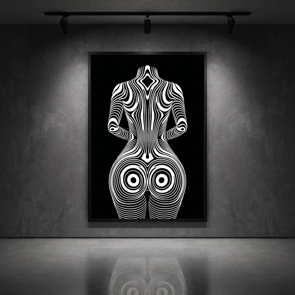 XENO | Minimalist Sci-Fi Female Figure Op Art Print | Luxury Wall Art