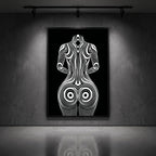 XENO | Minimalist Sci-Fi Female Figure Op Art Print | Luxury Wall Art