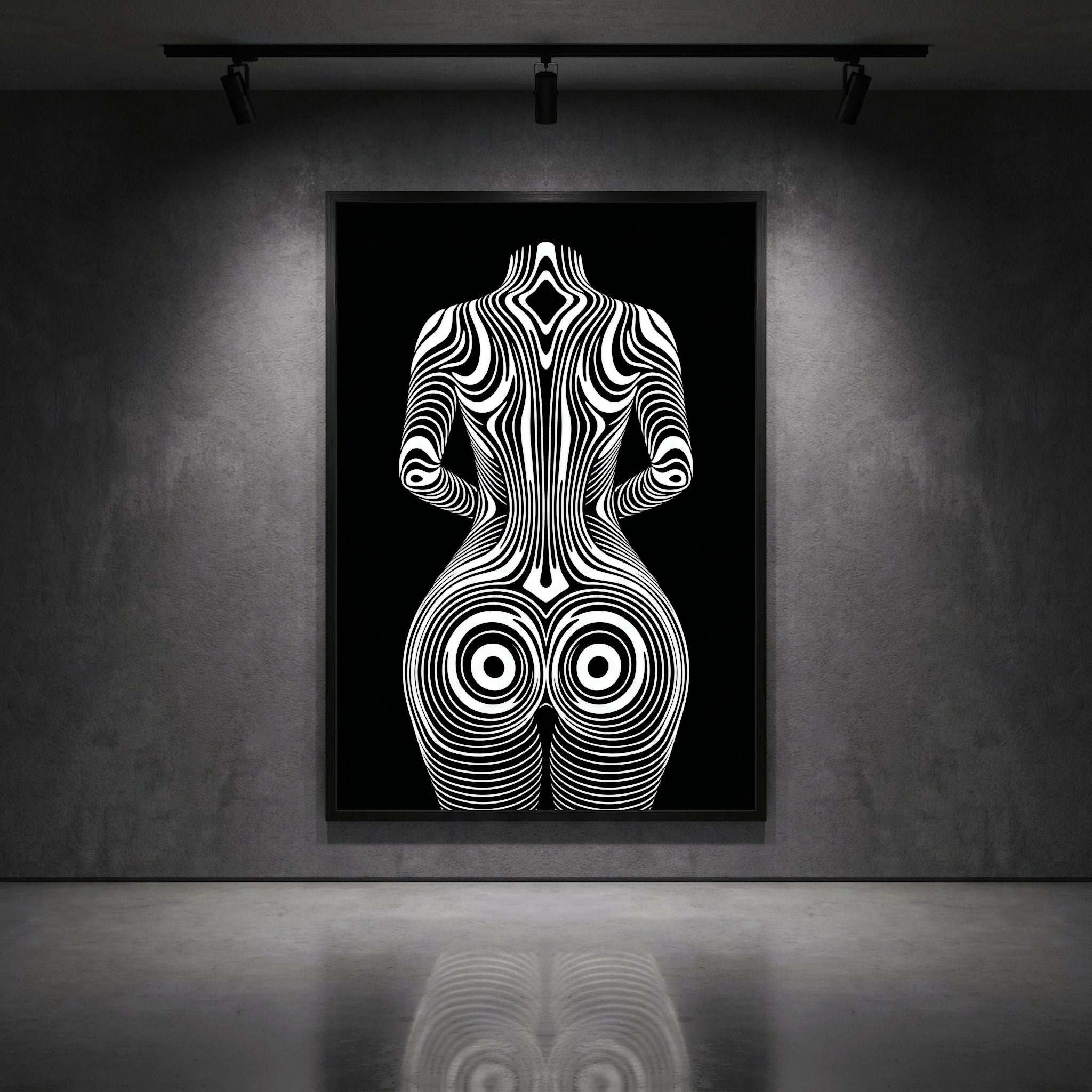 XENO | Minimalist Sci-Fi Female Figure Op Art Print | Luxury Wall Art