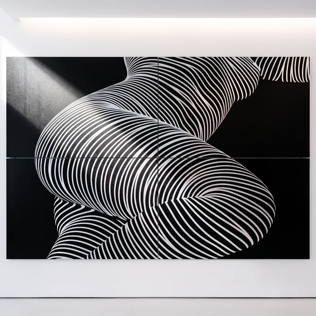 ZEPHYR | Elegant Abstract Female Figure Op Art | Luxury Multi-Print Wall Art | 1-Of-1