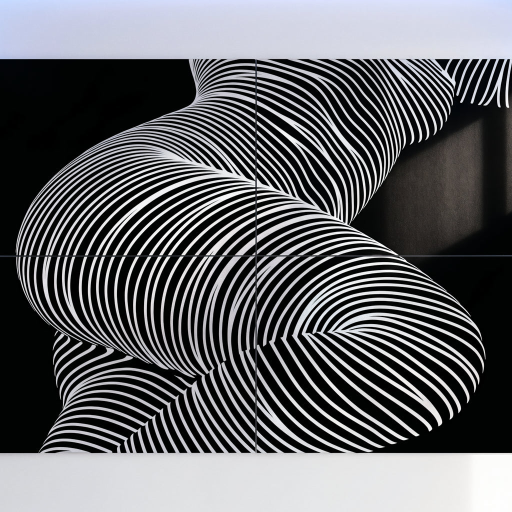 ZEPHYR | Elegant Abstract Female Figure Op Art | Luxury Multi-Print Wall Art | 1-Of-1