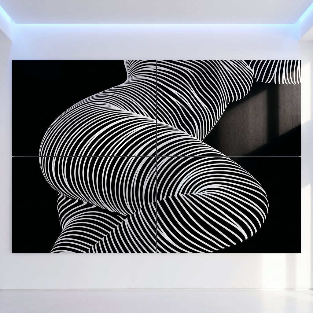 ZEPHYR | Elegant Abstract Female Figure Op Art | Luxury Multi-Print Wall Art | 1-Of-1