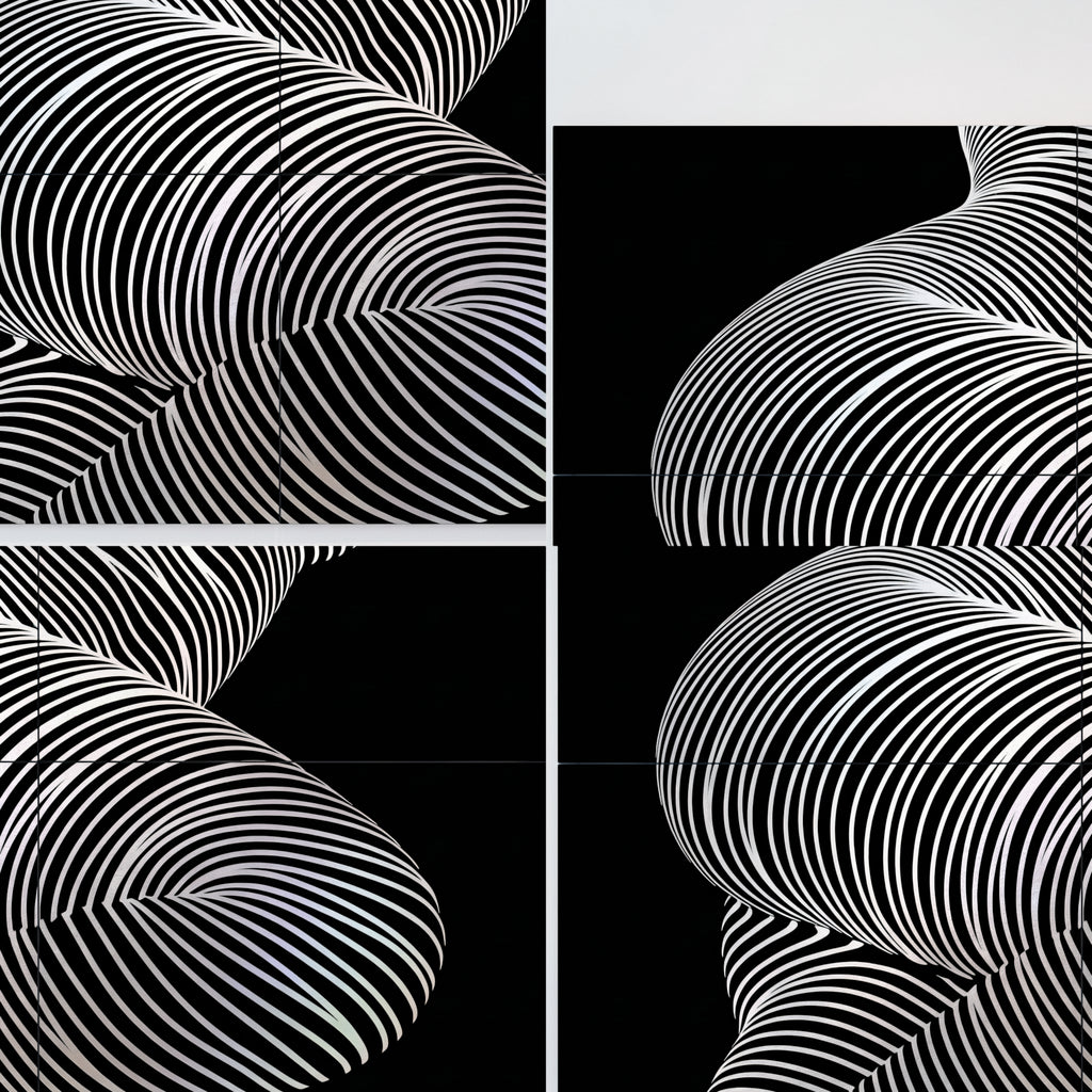 ZEPHYR | Elegant Abstract Female Figure Op Art | Luxury Multi-Print Wall Art | 1-Of-1
