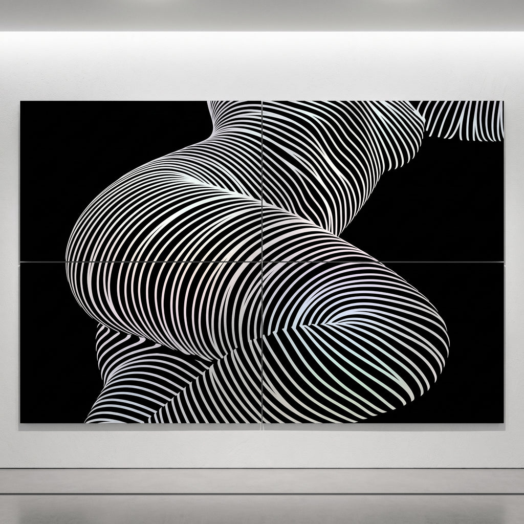 ZEPHYR | Elegant Abstract Female Figure Op Art | Luxury Multi-Print Wall Art | 1-Of-1