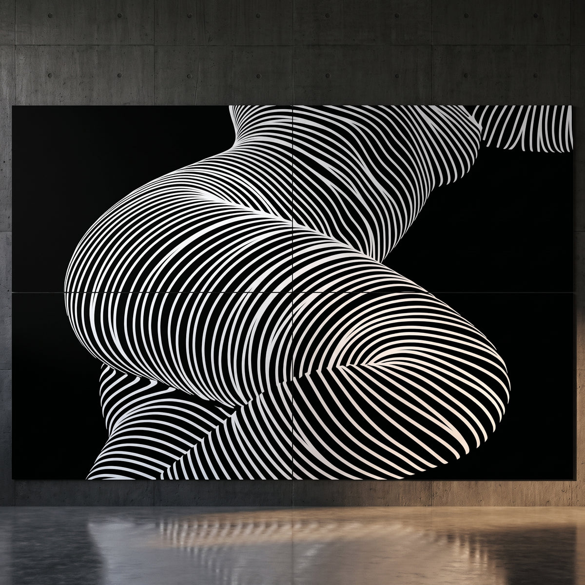 ZEPHYR | Elegant Abstract Female Figure Op Art | Luxury Multi-Print Wall Art | 1-Of-1