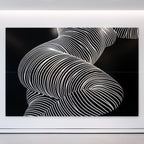 ZEPHYR, a massive 120x80 inch four-print wall art piece featuring an abstract female figure with black and white stripes.