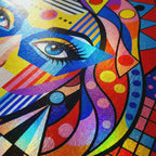 PRIMA | Modern Geometric Female Portrait Wall Art | Vibrant Pop Art Print